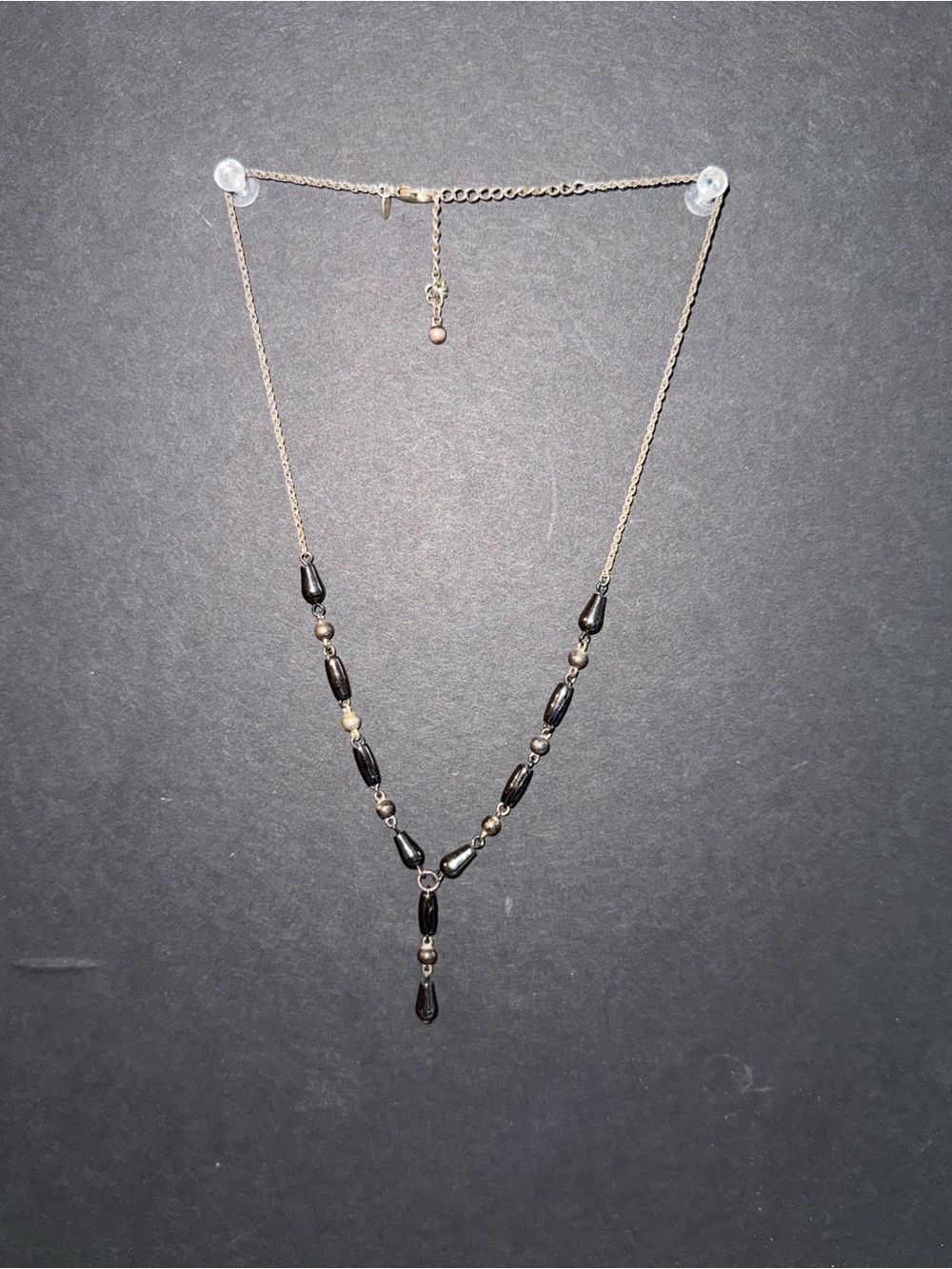 Delicate Black Bead Y-Necklace